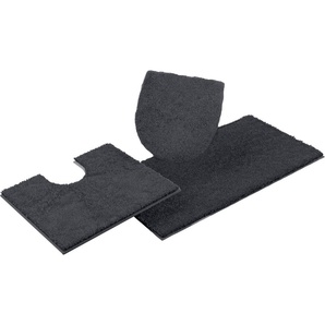 Bruno Banani Badematte Danny, Höhe 20 mm, rutschhemmend beschichtet, schnell trocknend, Polyacryl, rechteckig, 3-tlg. Stand-WC Set, Made in Europe, einfarbiger Badteppich