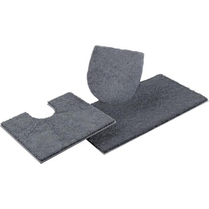 Bruno Banani Badematte Danny, Höhe 20 mm, rutschhemmend beschichtet, schnell trocknend, Polyacryl, rechteckig, 3-tlg. Stand-WC Set, Made in Europe, einfarbiger Badteppich