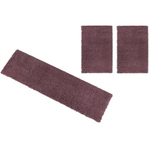 Bruno Banani Bettumrandung Shaggy Soft, Höhe 30 mm, (3-tlg), gewebt, Uni-Farben, besonders weich, Bettvorleger, Läufer-Set