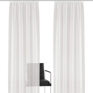 Gardine BRUNO BANANI LINUS Gardinen Gr. 245 cm, Kräuselband, 130 cm, weiß Kräuselband Gardine halbtransparent, gewebt, verschiedene Größen