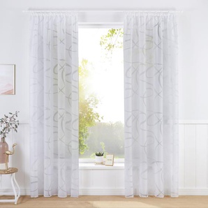 Gardine BRUNO BANANI Tilo Gardinen Gr. 245 cm, Kräuselband, 140 cm, weiß Kräuselband Gardine transparent, Ausbrenner, gewebt, verschiedene Größen