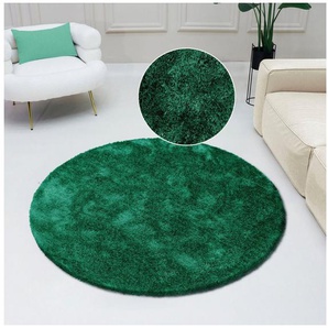 Bruno Banani Hochflor-Teppich Dana Teppich, Kundenliebling, rund, Höhe: 30 mm, unifarben, Mikrofaser Teppiche, Wohnzimmer, Schlafzimmer, Esszimmer