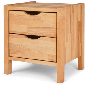 Bubema Commodino Duo – Nachttisch mit zwei Schubladen, Kernbuche massiv, natur geölt