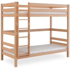 Bubema Jona – Kinder Etagenbett/Hochbett, Buche massiv, natur oder weiß lackiert