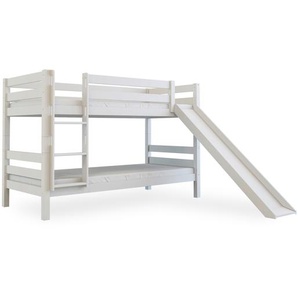 Bubema Malu – Kinder Etagenbett/Hochbett, Buche massiv, mit oder ohne Rutsche, natur oder weiß