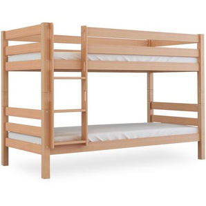 Bubema Malu – Kinder Etagenbett/Hochbett, Buche massiv, mit oder ohne Rutsche, natur oder weiß