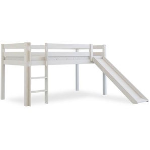 Bubema Sam – Kinder Hochbett, Buche massiv, mit oder ohne Rutsche, natur oder weiß lackiert