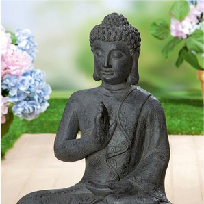 Buddhafigur GILDE Figur Buddha sitzend Dekofiguren Gr. B/H/T: 50 cm x 65 cm x 30 cm, grau (anthrazitfarben) Weitere Figuren Skulpturen