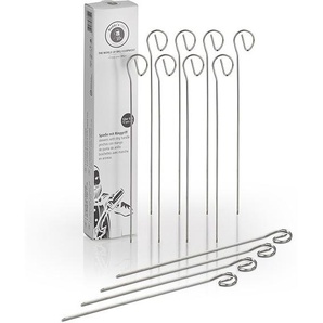 Grillspieß BUDDYS Buddy BBQ Spieße silberfarben Zubehör für Grills Schaschlikspieße, Edelstahl, wiederverwenbar, 21 cm