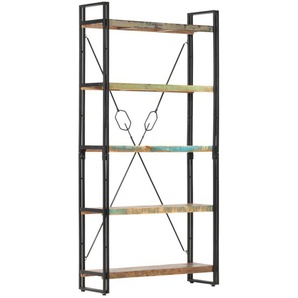 Bücherregal 5 Fächer 90x30x180 cm Altholz Massiv
