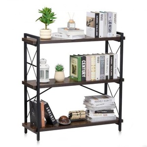 Bücherregal aus Metall, 3-stöckiges rechteckiges Industrie-Bücherregal, kleines rustikales Aufbewahrungsregal mit offenen Regalen, freistehendes Ausstellungsregal Lagerregal, Schlafzimmer JSSJZFXJSM3CACNDMV0