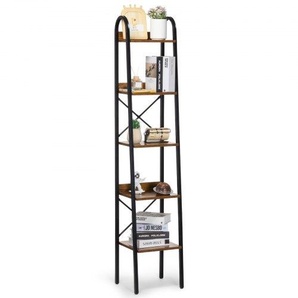 Bücherregal aus Metall, 5-stöckiges Industrie trapezförmiges Bücherregal, kleines Vintage-Aufbewahrungsbücherregal mit offenen Regalen, freistehendes Ausstellungsregal Lagerregal, für Büro JSSJTXJSM5C10B0L6V0