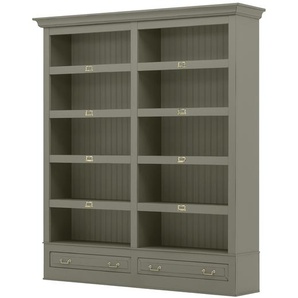 Bücherregal I Massivholz Pinie, lackiert Rück-, Seitenwände & Einlegeböden: MDF Mitteldichte Holzfaserplatte , lackiert Grau/Granit 214 x 239 x