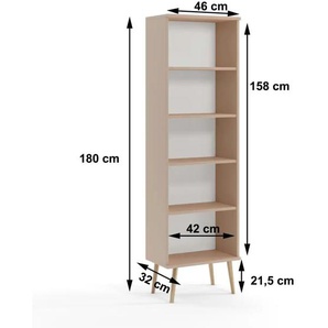 Bücherregal - beige - Materialmix - 46 cm - 180 cm | Möbel Kraft