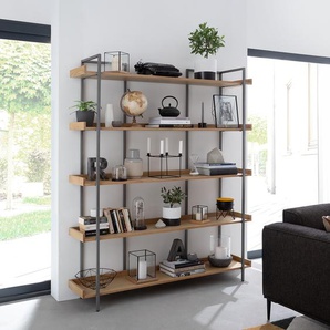 Bücherregal - Breite 160 cm Böden: MDF Mitteldichte Holzfaserplatte , furniert Gestell: Metall, lackiert Braun 160 x 190 x 35cm