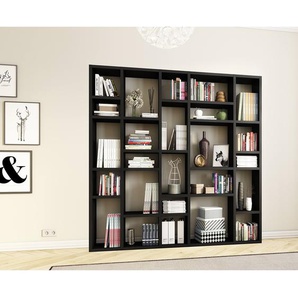 Bücherregal IV Wabenplatte, lackiert Braun/Eiche Schwarzbraun Dekor 214cm