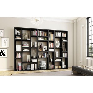 Bücherregal IV Wabenplatte, lackiert Braun/Eiche Schwarzbraun Dekor 295cm