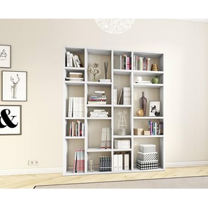 Bücherregal IV Wabenplatte, lackiert Weiß/Hochglanz Weiß 179cm