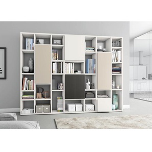 Bücherregal VI Front: Spanplatte, lackiert Korpus: Wabenplatte, lackiert Weiß/Beige/Cremeweiß 295 x 221 x 33cm
