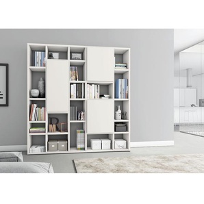 Bücherregal VII Front: Spanplatte, lackiert Korpus: Wabenplatte, lackiert Weiß/Cremeweiß 214cm