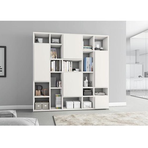 Bücherregal VII Front: Spanplatte, lackiert Korpus: Wabenplatte, lackiert Weiß/Cremeweiß 224cm