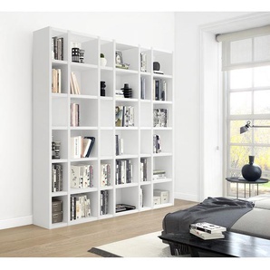 Bücherregal XV Wabenplatte, lackiert Weiß/Hochglanz Weiß 216cm