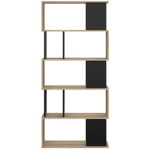 Bücherregal HOME AFFAIRE Maze Ablageregal, Aktenregal, Standregal, Raumteiler Regale Gr. B/H/T: 80 cm x 173,5 cm x 29,5 cm, schwarz (eiche struktur, schwarz) Bücherregale