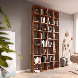 Bücherregal Live-Edge 240x120 cm Akazie Natur Massivholz, Standregale, Baumkantenmöbel, Massivholzmöbel, Massivholz