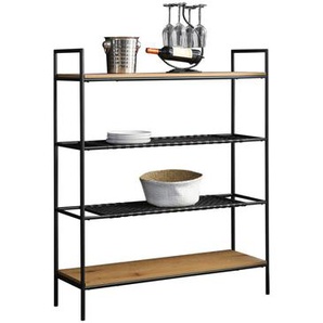 Bücherregal Natur/Schwarz, mit 4 Ablageböden - Regal, Standregal, Holzregal