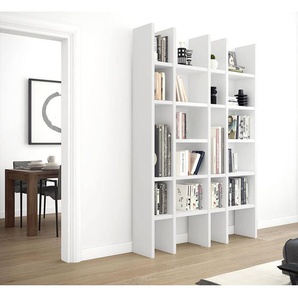 Bücherregal XII Wabenplatte, lackiert Weiß/Hochglanz Weiß 145cm
