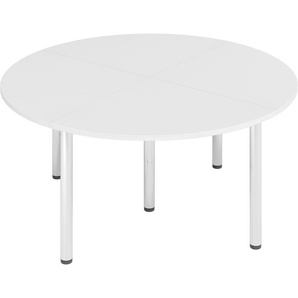 bümö Konferenztisch Kreis-Form 160x160 cm großer Besprechungstisch rund in weiß, Besprechungstisch mit Chromfüßen, Meetingtisch für 4 Personen, Tisch für Besprechungsraum & Meeting