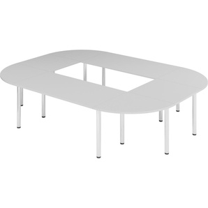 bümö Konferenztisch O-Form 320x240 cm großer Besprechungstisch in grau, Besprechungstisch mit Chromfüßen, Meetingtisch für 10 Personen, Tisch für Besprechungsraum & Meeting