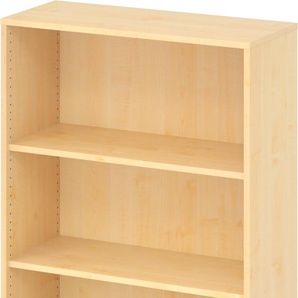 bümö Regal Ahorn, Standregal aus Holz für 3 Ordnerhöhen - Bücherregal klein 80 cm breit, Aktenregal für Ordner & Bücher, kleines Büroregal, Holzregal, Ordnerregal, Buchregal Dachschräge