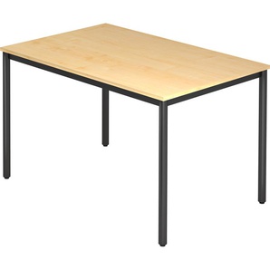 bümö Multifunktionstisch Ahorn, Tisch 120 x 80 cm, Tischfuß rund in schwarz - einfacher Tisch klein, Besprechungstisch System D-Serie, Konferenztisch, Meetingtisch, Mehrzwecktisch, Pausentisch