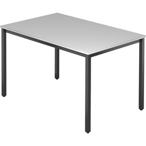 bümö Multifunktionstisch grau, Tisch 120 x 80 cm, Tischfuß vierkant in schwarz - einfacher Tisch klein, Besprechungstisch System D-Serie, Konferenztisch, Meetingtisch, Mehrzwecktisch, Pausentisch