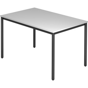 bümö Multifunktionstisch grau, Tisch 120 x 80 cm, Tischfuß rund in schwarz - einfacher Tisch klein, Besprechungstisch System D-Serie, Konferenztisch, Meetingtisch, Mehrzwecktisch, Pausentisch