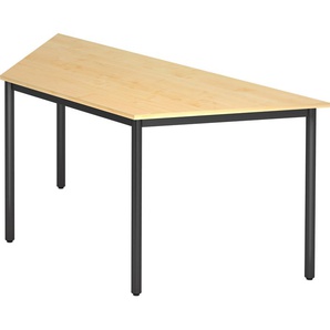bümö Multifunktionstisch Ahorn, Tisch 160 x 69 cm, Tischfuß rund in schwarz - Tisch Trapez, Besprechungstisch System D-Serie, Konferenztisch, Meetingtisch, Mehrzwecktisch, Pausentisch