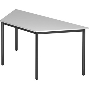bümö Multifunktionstisch grau, Tisch 160 x 69 cm, Tischfuß rund in schwarz - Tisch Trapez, Besprechungstisch System D-Serie, Konferenztisch, Meetingtisch, Mehrzwecktisch, Pausentisch