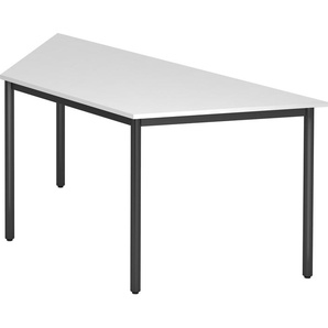 bümö Multifunktionstisch weiß, Tisch 160 x 69 cm, Tischfuß rund in schwarz - Tisch Trapez, Besprechungstisch System D-Serie, Konferenztisch, Meetingtisch, Mehrzwecktisch, Pausentisch