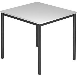 bümö Multifunktionstisch grau, Tisch 80 x 80 cm, Tischfuß rund in schwarz - einfacher Tisch klein, Besprechungstisch System D-Serie, Konferenztisch, Meetingtisch, Mehrzwecktisch, Pausentisch