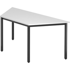 bümö Multifunktionstisch weiß, Tisch 160 x 69 cm, Tischfuß vierkant schwarz - Tisch Trapez, Besprechungstisch System D-Serie, Konferenztisch, Meetingtisch, Mehrzwecktisch, Pausentisch