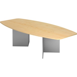 bümö Konferenztisch oval 280x130 cm großer Besprechungstisch in Ahorn, Besprechungstisch mit Holzgestell, Meetingtisch für 10 Personen, XXL-Tisch für Besprechungsraum & Meeting