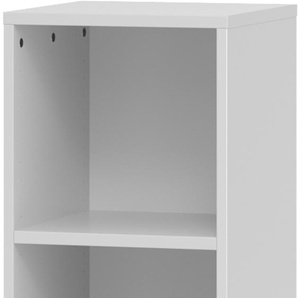 bümö smart Schubladenschrank, Büroschrank in grau mit 4 Schüben & 4 Regalfächern - Bürocontainer aus Holz, Container mit Metallgriffen & Soft-Stop Schubladen