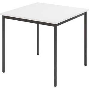 bümö Tisch klein, Multifunktionstisch, 80 x 80 cm in Weiß/Schwarz - Beistelltisch, Bistrotisch, Esstisch, Pausentisch, Mehrzwecktisch Tischsystem für Warteraum, Pausenraum & Co.