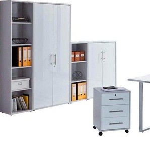 Büro-Set BMG MÖBEL Arbeitsmöbel-Sets grau (lichtgrau, weiß hg) Büromöbel-Sets