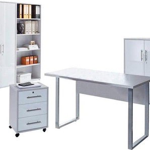Büro-Set BMG MÖBEL Tabor Mini Kombi 1 Arbeitsmöbel-Sets grau (lichtgrau, weiß hg) Büromöbel-Sets Arbeitsmöbel-Sets