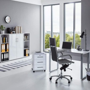 Büro-Set BMG MÖBEL Tabor Mini Kombi 2 Arbeitsmöbel-Sets grau (lichtgrau, weiß hg) Büromöbel-Sets