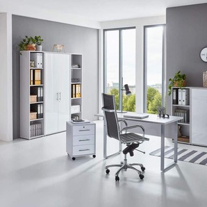Büro-Set BMG MÖBEL Tabor Mini Kombi 5 Arbeitsmöbel-Sets grau (lichtgrau, weiß hg) Büromöbel-Sets