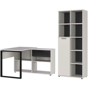 Büro-Set GERMANIA Fenton Arbeitsmöbel-Sets Gr. H/T: 197 cm x 117 cm, beige (kaschmir, schwarz) Büromöbel-Sets