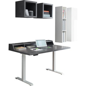 Büro-Set MÄUSBACHER Big System Office Arbeitsmöbel-Sets grau (weiß matt, graphit) Büromöbel-Sets